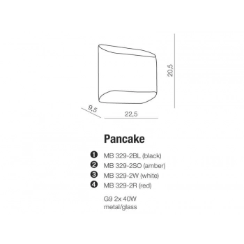 Pancake kinkiet 2 xG9 Red AZ0136 + LED GRATIS