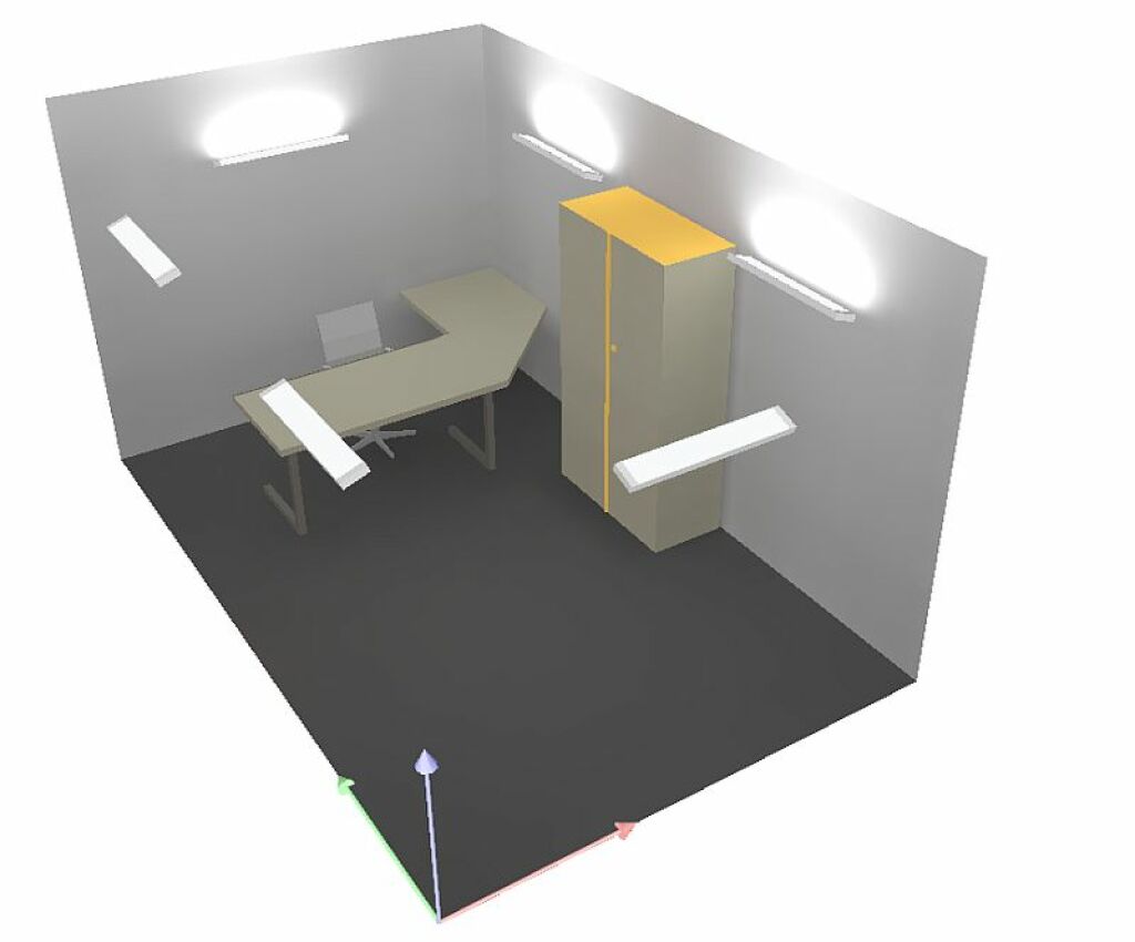 Rozmieszczenie ppraw Grey 2x39W we wnętrzu