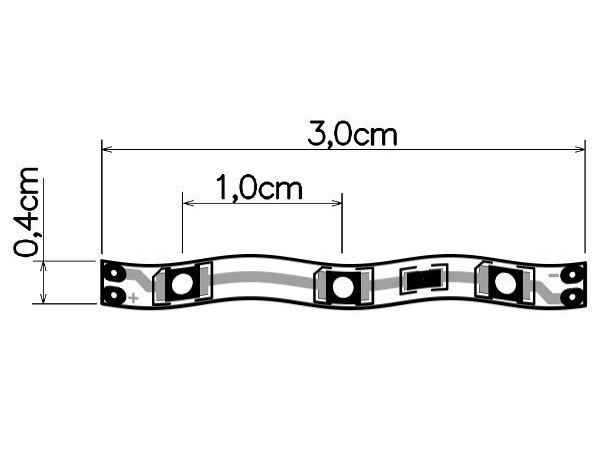 Taśma LED 4 mm moduły 3 cm szkic