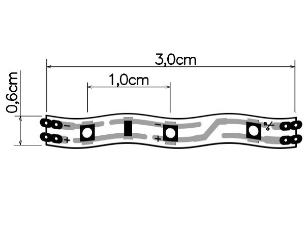 Taśma LED 6 mm moduły 3 cm szkic