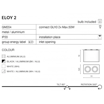 ELOY 2 aluminium GM4204 ALU + LED GRATIS