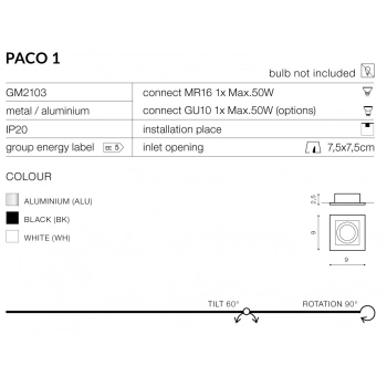 PACO 1 Black GM2103 BK + LED GRATIS