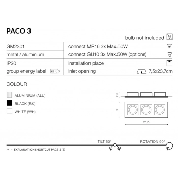 PACO 3 White GM2301 WH + LED GRATIS