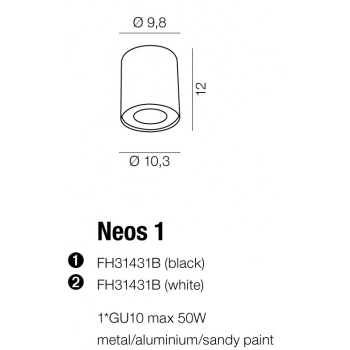 Plafon NEOS 1 BLACK / CHROM + LED GRATIS