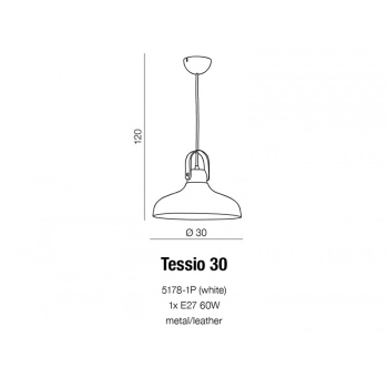 Tessio 30 oprawa wisząca E27 5178-1P biała + LED GRATIS