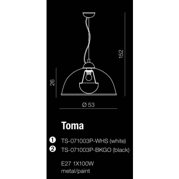 Toma Black TS-071003P-BKGO + LED GRATIS