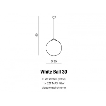 White Ball 30 lampa wisząca 1xE27 40W FLWB30WH + LED GRATIS